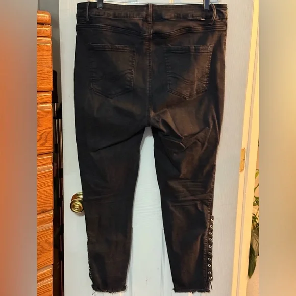Rebel Black Denim Skinny Ankle Jeans The Siren Sz 16W - Picture 5 of 5